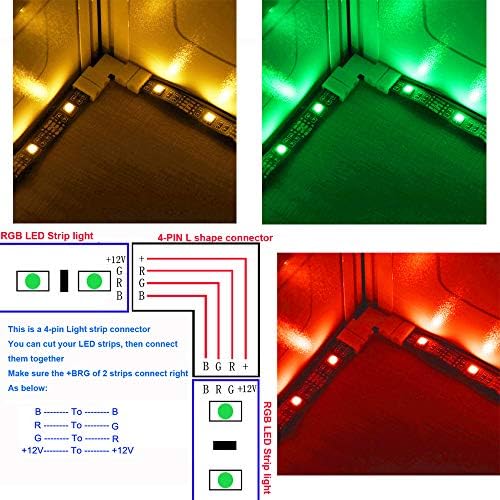 Conector de faixa de luz de forma Cesfonjer 10x L 4 pinos, conector de tira de tira LED de 10x 4 pinos para led tira sem gap sem gap