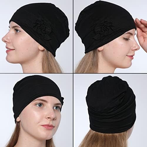 Gorros de gentilezas e lenços de lenço para mulheres Hijab Cap Turban Flower Caps Vintage Cabeça de cabeça elástica elástica