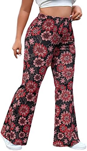 OyoAngeLan feminino Plus Size Casual High Boist Bootcut Floral