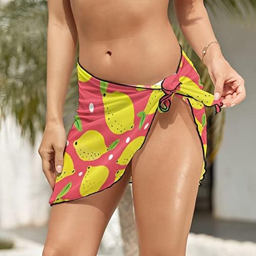 Lemons Sarongos curtos femininos Praia embrulhou sexy swimsuites coverup moda biquíni lenço