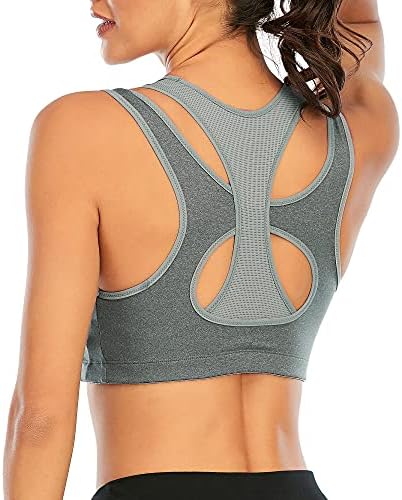 OMGREAT High Impact Sports Bras for Women Wirefree Mesh Yoga Bra Racerback Top