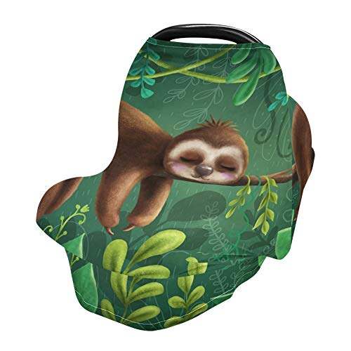 Yyzzh fofo preguiçoso bebê sono no ramo de árvores floresta tropical floresta elástica capa de assento de carro de bebê covers de enfermagem