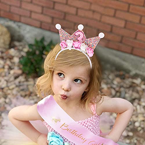 Bandas de cabeça da coroa de aniversário para crianças meninas - 2º a 6º aniversário coroa, Princess Crown for Girls, princesa