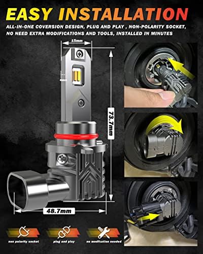 9005 HB3 9006 HB4 H10 Lâmpadas de neblina LED 6000k Branco 3000k Amarelo, Tuincyn 2800lm 30w Dual Chave de cor 9045