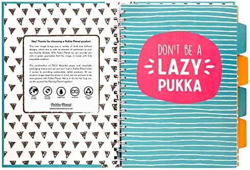 Pad Pad, Pukka Planet 5-Subject Spiral Bound B5 Notebook com divisores reposicionáveis-papel 80gsm com linhas de 8 mm e bordas