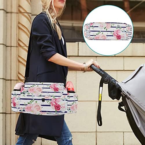 Sinestour Rose Peony Flowers Stroller Organizador com porta -copos Saco de carrinho de carrinho universal Bolsa de carrinho de ombro