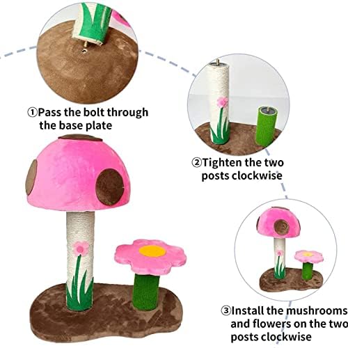 Lemall Cats em forma de cogumelo árvores Scratcher Scalbing Tree Sisal Material Retinging Screting Frame Screting Pumping