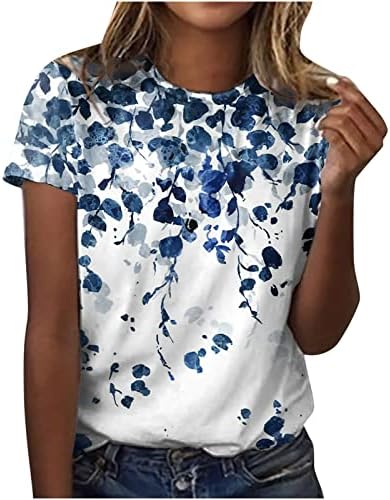 Blusa do outono de verão Damas de manga curta Rouvos Crew Crew pescoço Floral Graphic Lounge Top Tshirt para meninas adolescentes