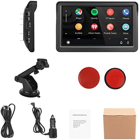 CarPlay sem fio e Android Auto, estéreo portátil de carro, 7 polegadas 1080p HD Touch Screen Radio com Bluetooth 5.0, Mirror