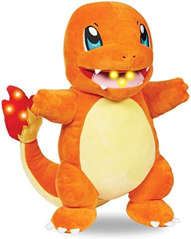 Pokémon 10 Flame Action Charmander Plush - interativo com luzes e sons de fogo - Light Up Tail & Mouth com múltiplos efeitos