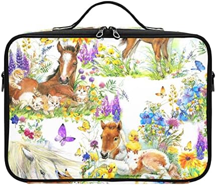 Kigai Field Horses Travel Saco de maquiagem de maquiagem grande case de maquiagem Organizador de bolsa de cosméticos com alça