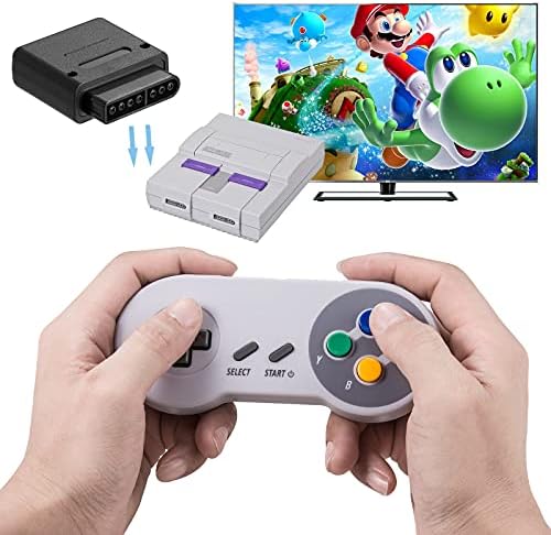 Controlador sem fio Kiwitata 2 para jogos NES, 2,4 GHz recarregável remoto sem fio super clássico gamepad para SNES