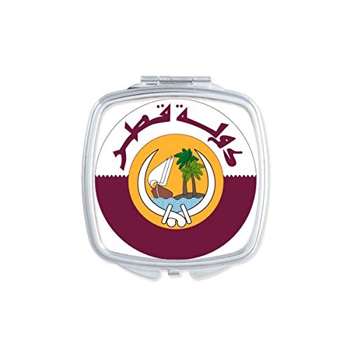 Qatar asia nacional emblema espelho portátil maquiagem de bolso de dupla face de dupla face