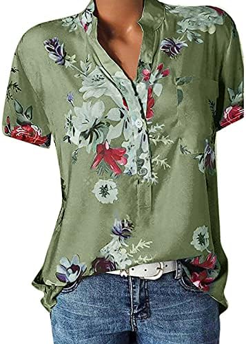 Tops Numaller Tops for Women Summer Summer Short Button Collar Tee Geral Workwear Womens Bloups and Tops Dressy