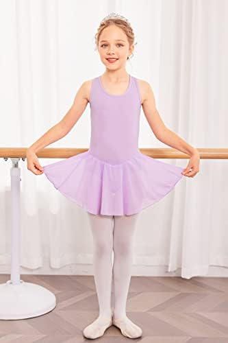 Arshiner Kid Girls Back Hollet Ballet Leotard com saia mangas vestidos de dança