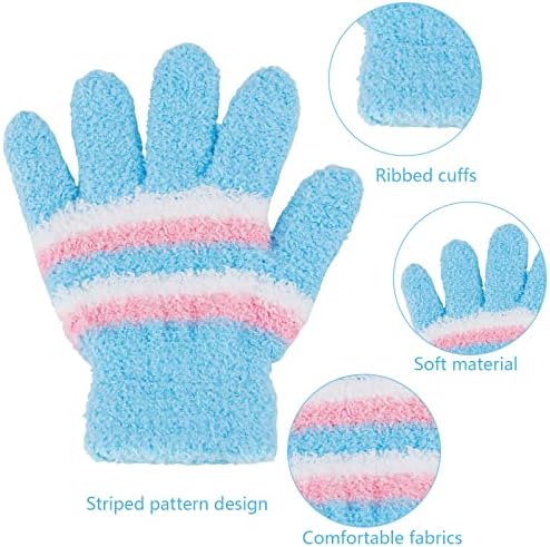 Sumfox 5-6 Pares Luvas para crianças luvas de inverno para crianças tricotadas luvas quentes de 3 a 8 anos meninas meninas