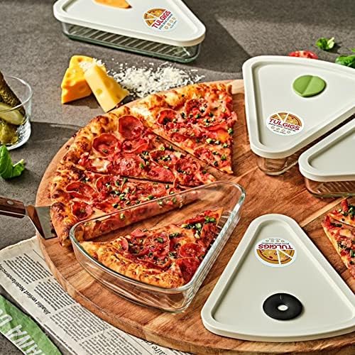 Armazenamento de contêiner, bandeja e economia de pizza reutilizável para organizar e economizar espaço com material de vidro temperado