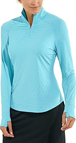 Coolibar UPF 50+ Feminino Arabella Quarter -Zip - Sun Protective