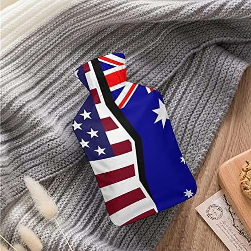 Estados Unidos e Austrália Bandeira Hot Water Bottle 1000ml com tampa macia Removável Saco de injeção de água de pacote