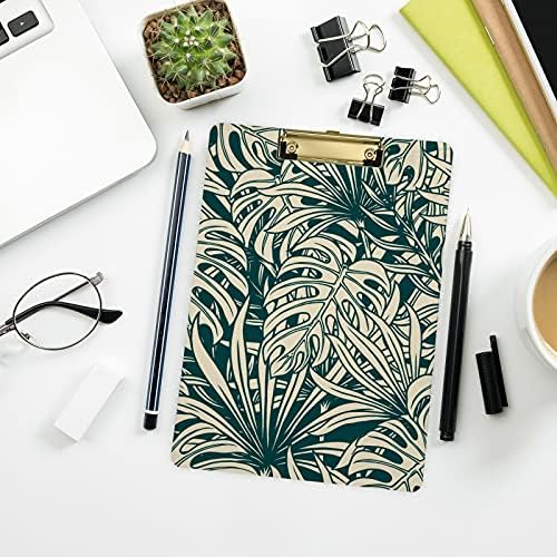 ALAZA Vintage Palm Leaf Tropical Monstera Clipboards for Kids Mulheres Mulheres Mulheres CLIP de plástico de plástico de plástico,