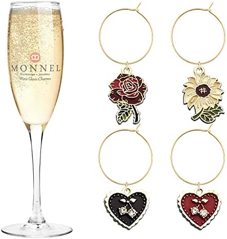 Monnel P556 Flores variadas Love Hearts Rose Cherry Wine Charms Markers Tags para decorações de festas com bolsa