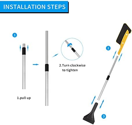 Kwak extensível raspador de gelo longo, escovas de neve abdominais para carros SUVs SUVs raspador de pára -brisas de caminhão