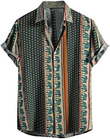 Camisa de botão zdfer para homens, camisa casual de praia floral de verão solto tampas de manga curta camisas havaianas para homens