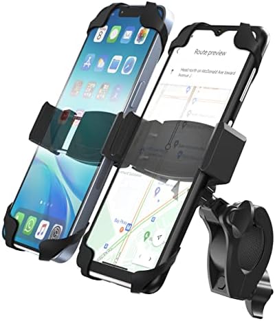 Montagem de telefone de bicicleta dupla encerrada, suporte de telefone ajustável para 2 celulares, ajuste universal para bicicleta/motocicleta/bicicleta