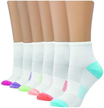 Hanes Womens feminino de 6 pares de 6 pares de ventilação respirável tornozelo