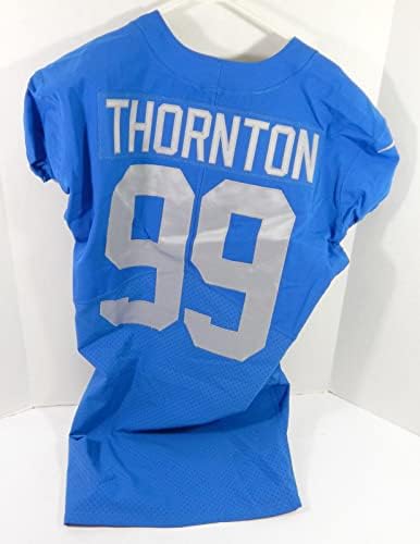 2017 Detroit Lions Khyri Thornton 99 Jogo emitido Blue Jersey Ação