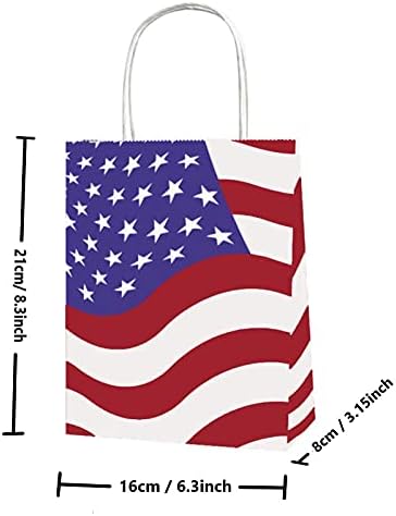 12pcs sacos de presente patrióticos com alça, 8,3 x 6,3 x 3,15 polegadas 4 de julho Bolsa de bandeira americana, bolsa de