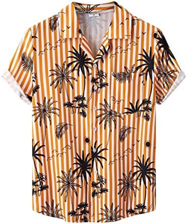 HDDK Mens Casual Button Down camisetas, verão de manga curta