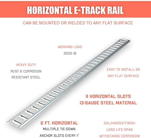 4utohydra e trilho de trilho - 2 ft / 6 pacote - horizontal - galvanizado - etrack track rail - pacotes de reboques