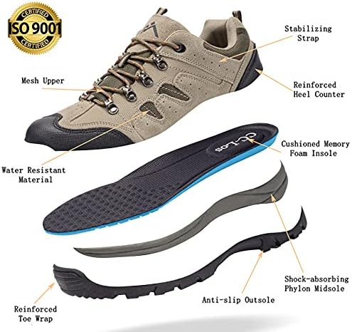 CC-LOS Sapatos de caminhada à prova d'água masculinos de renda e peso leve durante todo o dia Comfort Tamanho 8-13