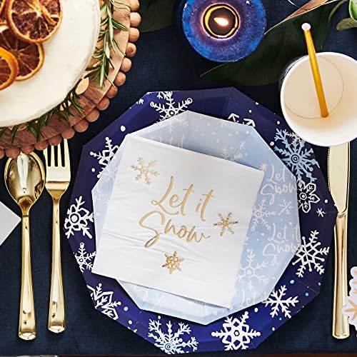 Coterie Blue Snowflake Placas - Placas de papel congeladas, placas de inverno Onederland, placas de festa no país