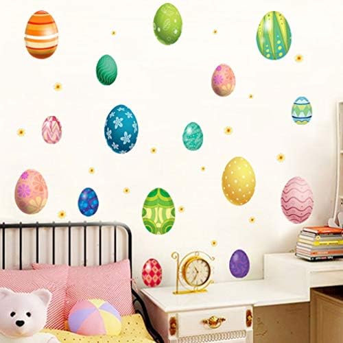 Nuobesty Kids Room Decoração de ovos de Páscoa Adesivos de parede Ovos de Páscoa Janela de parede Decalque Anexo Decoração de Páscoa