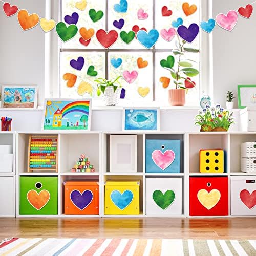 Whaline 108pcs Valentines Room de sala de aula Bulletin Set Definir Defesa de Coração Colorido Aquarela Adorável Cortes