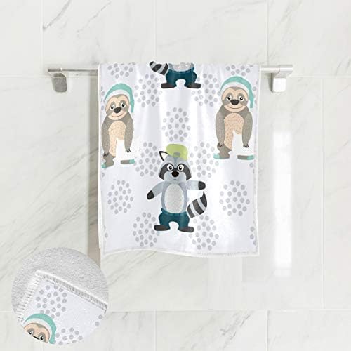 Alaza Sloth e Raccoon Hand Tootes Yoga Gym Cotton Face Toalhas Spa absorvente Multúcio para banheiro Conjunto de