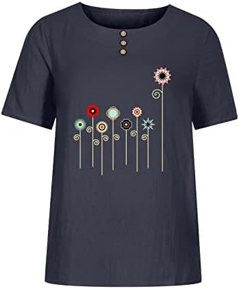 Blusas florais de flores silvestres adolescentes menina curta de manga curta linho de linho vitoriano camisetas femininas 1r