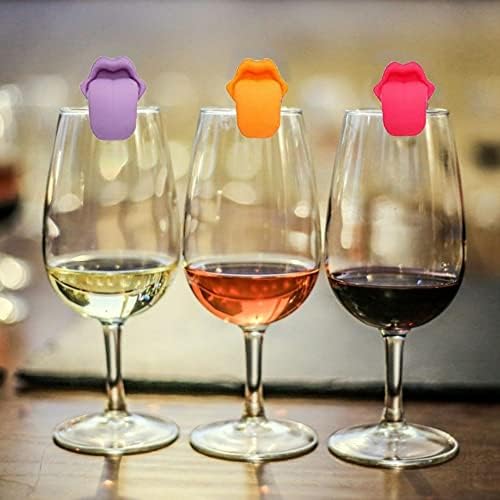 Bybycd 6pcs copos de vinho Marcadores de língua sucção xícara de vidro de vidro de vidro de rótulo de rótulo de rótulo
