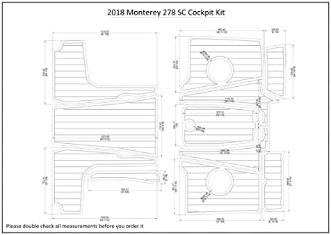 Boat Eva Faux Teak Decking Floor Compatível com Monterey 278 SC Kit SC Cockpit