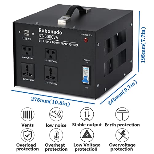 ROBONONEO 5000W TOLTAGE CONVERTER TRANSFORMAR EPPSERMENTO ENGRESSO - Conversor de tensão de serviço pesado de 5000