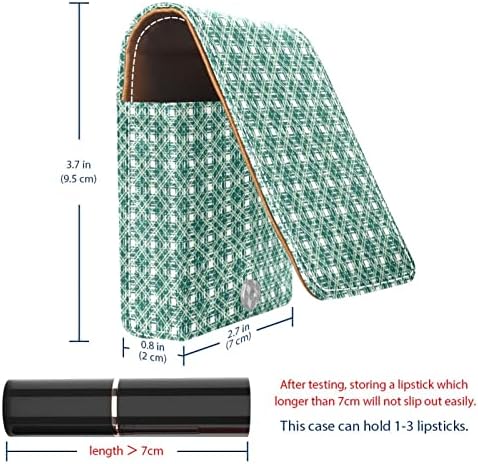 Caixa de batom de Oryuekan com espelho bolsa de maquiagem portátil fofa, bolsa cosmética, greia de treliça Green Retro