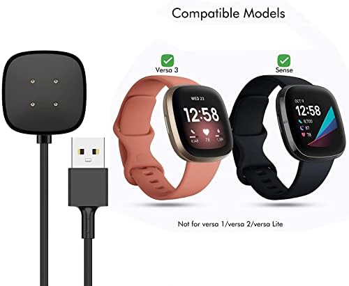 Assista a cabo do carregador compatível com Fitbit Versa 3/Sense, magnético USB Sense Charging Substitui