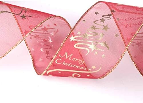 Kesyoo Ribbon Christmas Ribbon Glitter Wired Gift Bows Artesanato Diy Crafts Xmas Tree Ribbon Festa de Natal Favor Red Mesh Merry