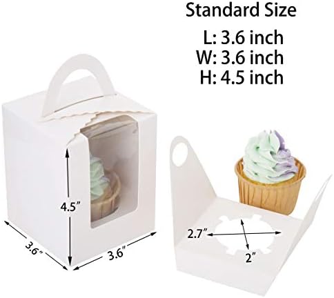 Caixas de cupcakes HMOUTCUY [L: 3,6 W: 3,6 H: 4,5] polegadas, 100pcs mini individuais de recipientes de cupcake branco