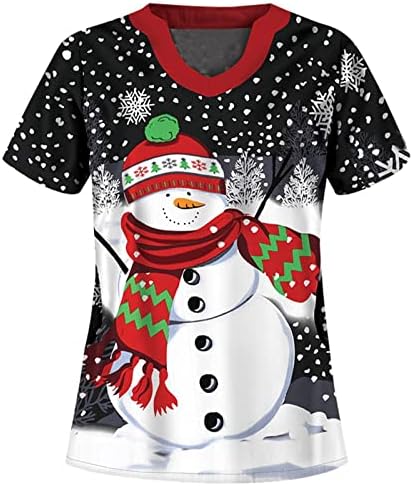 JjHhaevdy Christmas Tops for Women PLUS TAMANHO VIDO V CHAMISTAS DIVERTIDAS TRABALHANDO CHAMANHA DE TRABALHO COM POPOS NUSTURS