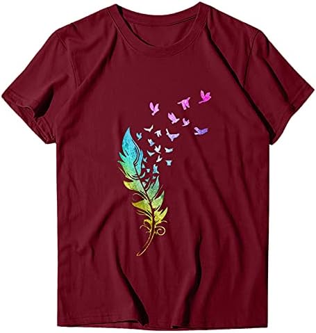 Tops confortáveis ​​Tops soltos Crewneck blusa Tees gráfico Tops impressos Treinous Tops para mulheres Camisetas de verão