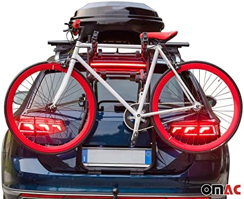 OMAC 3 Bike Rack para Kia Sedona 2011-2023 Black | Portador de bicicleta de montagem no porta -malas de carro 99 lbs carga dobrável