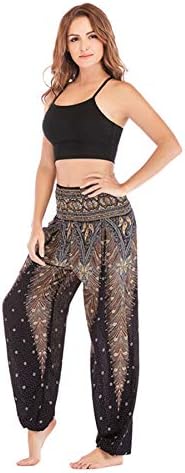 Andongnywell Festival feminino Hippie Hippie Ladies Dye Print Loose Long Yoga Trouser Sports Lanters